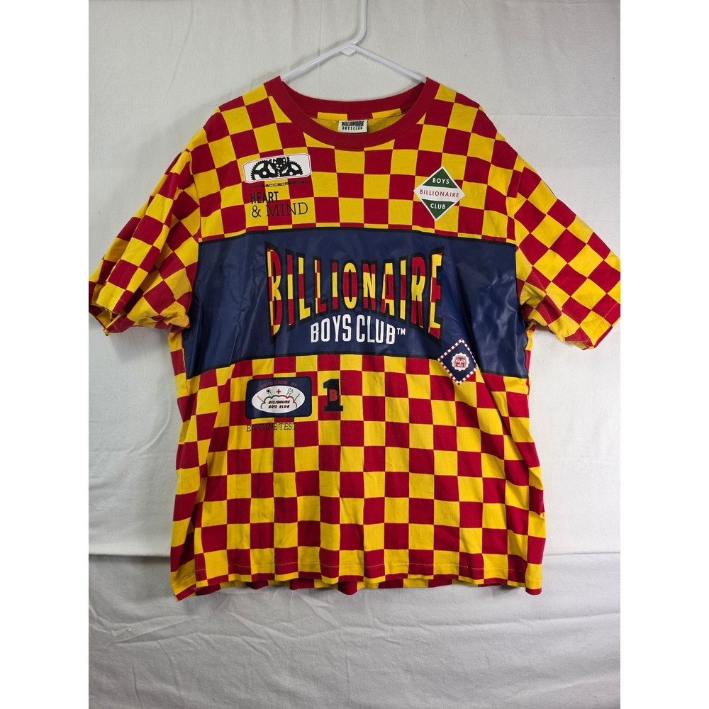 Rare Billionaire Boys Club BBC Racing Motorsport Checkered Graphic Shirt XXL Red